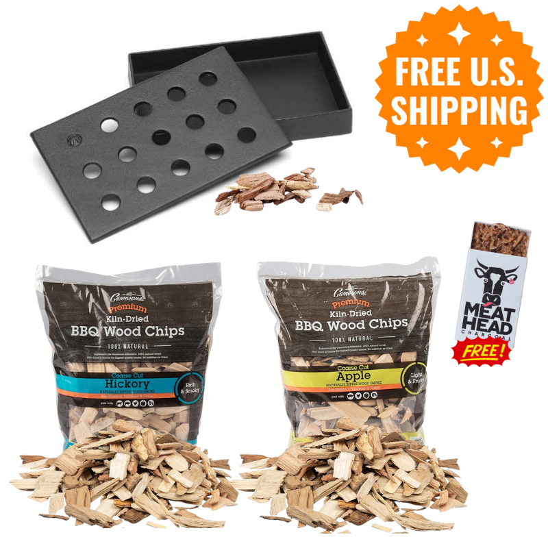 Where There's Smoke Bundle: Cast Iron Smoke Box + Wood Chips + Firestarter