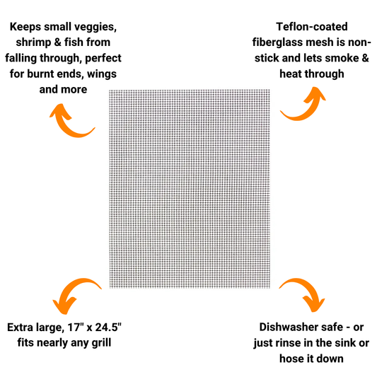 XL Non-Stick Mesh BBQ & Grilling Mat (17" X 24.5") by Big Poppa Smokers