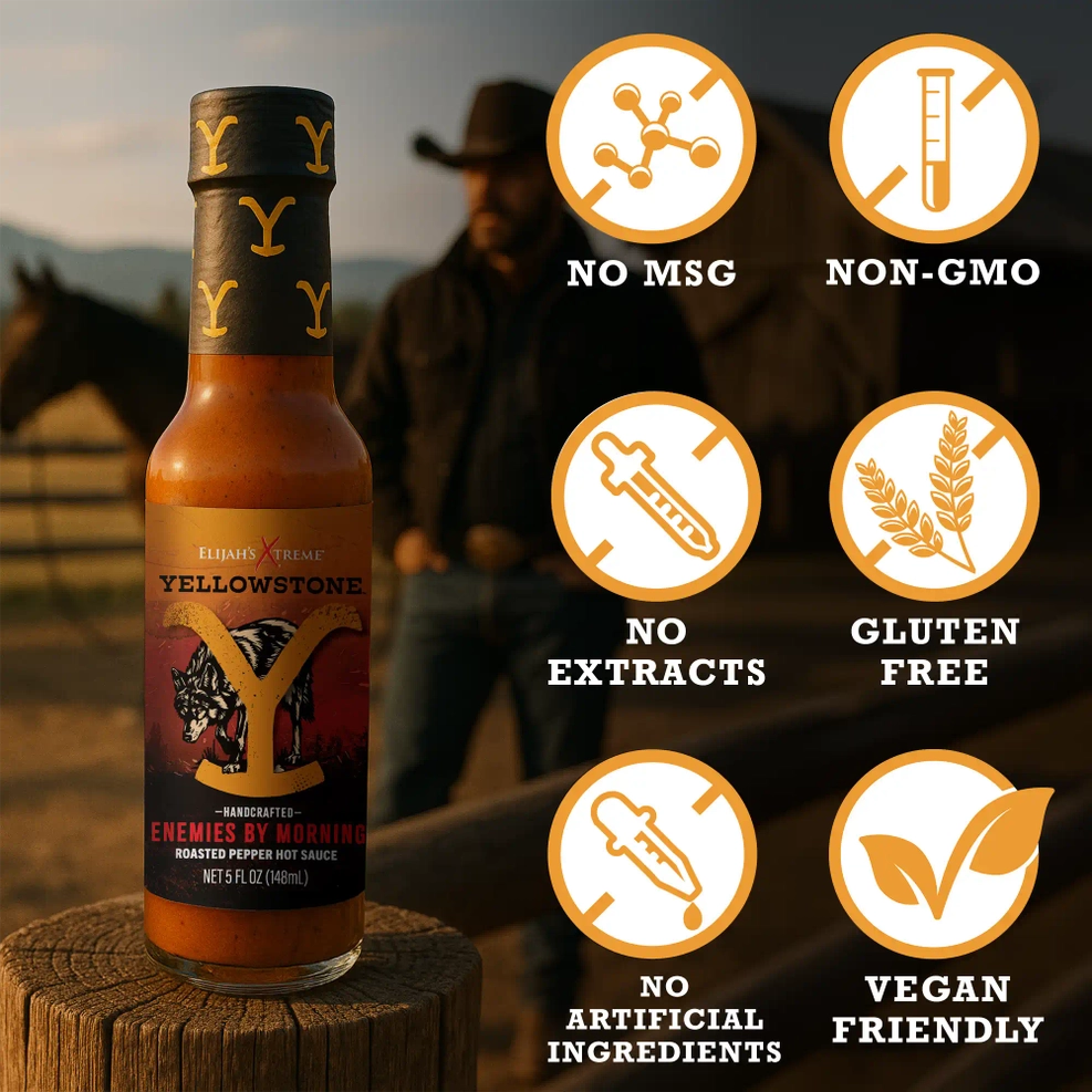 Yellowstone Rancher's Revenge Ghost Pepper Hot Sauce by Elijah's Xtreme (5 oz)