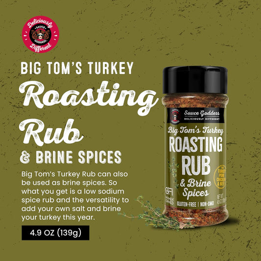 Big Tom's Turkey Roasting Rub & Brine Spices by Sauce Goddess (4.9 oz)