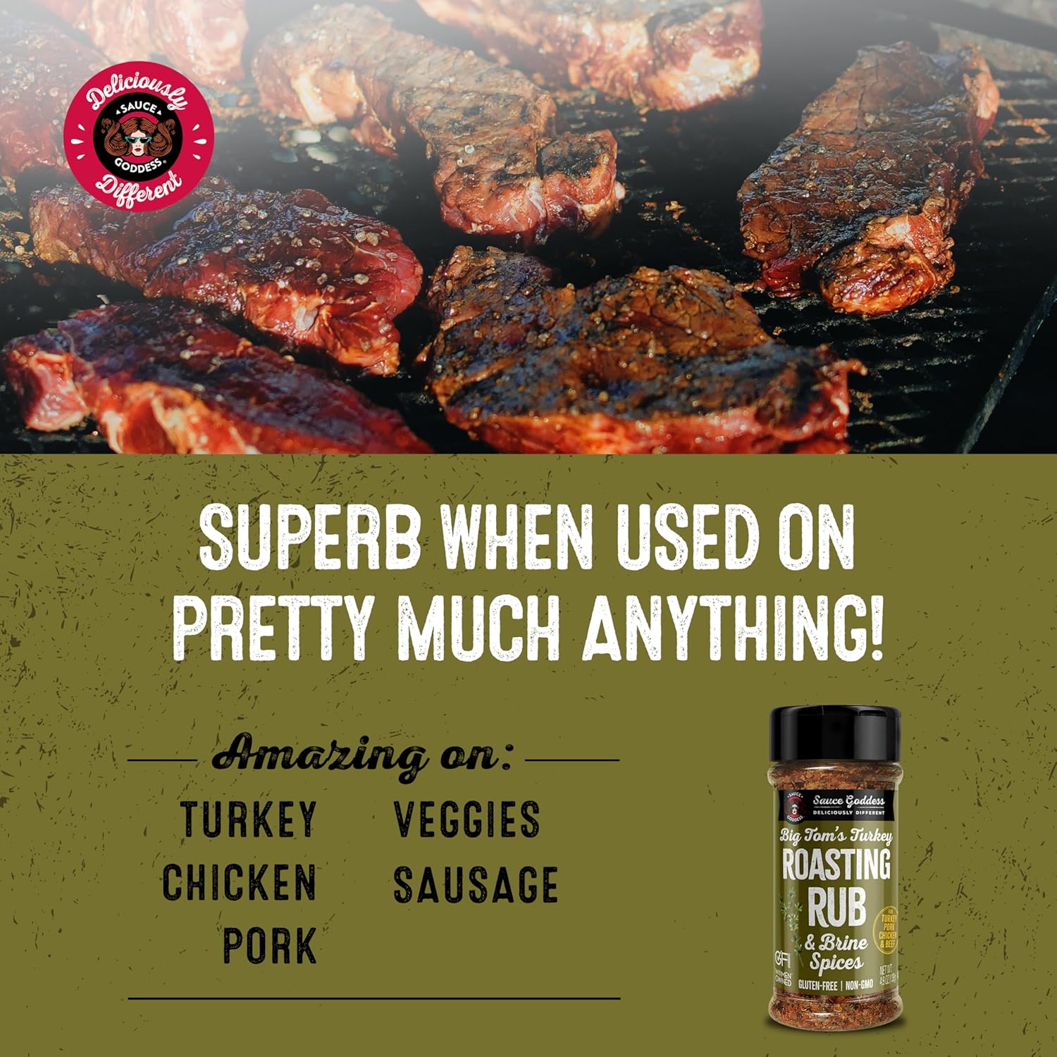 Big Tom's Turkey Roasting Rub & Brine Spices by Sauce Goddess (4.9 oz)