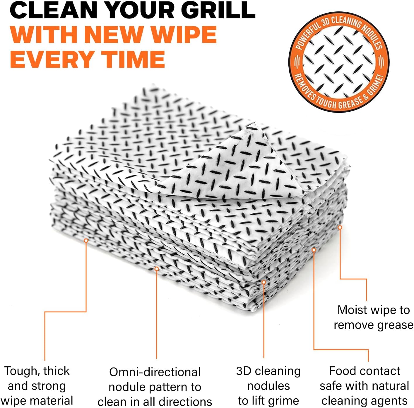 Q-Swiper XL Complete Grill Cleaner Kit by Proud Grill - Brush, Reusable Cloths, Grill Wipes & Tray