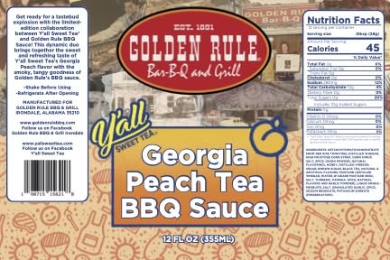 Golden Rule Georgia Peach Sweet Tea BBQ Sauce bottle label