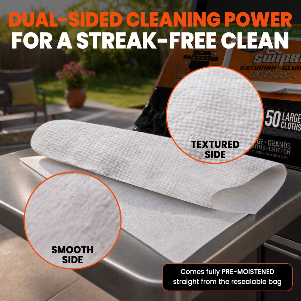 Q-Swiper® Exterior-Clean Moist Grill Cloths, 50 Count (10.5" x 8.5") by Proud Grill