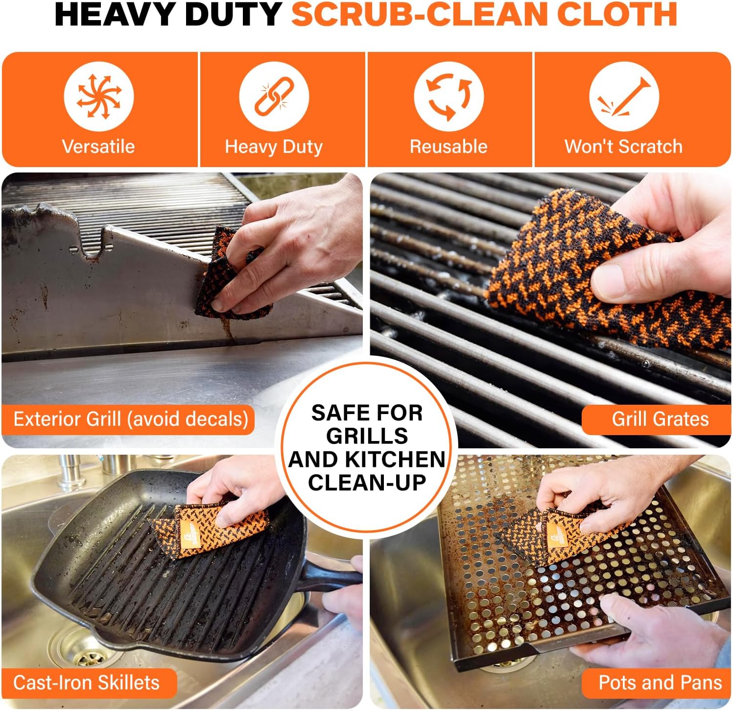 Q-Swiper Scrub-Clean Reusable Grill Cleaning Cloths (2 Pack) by Proud Grill