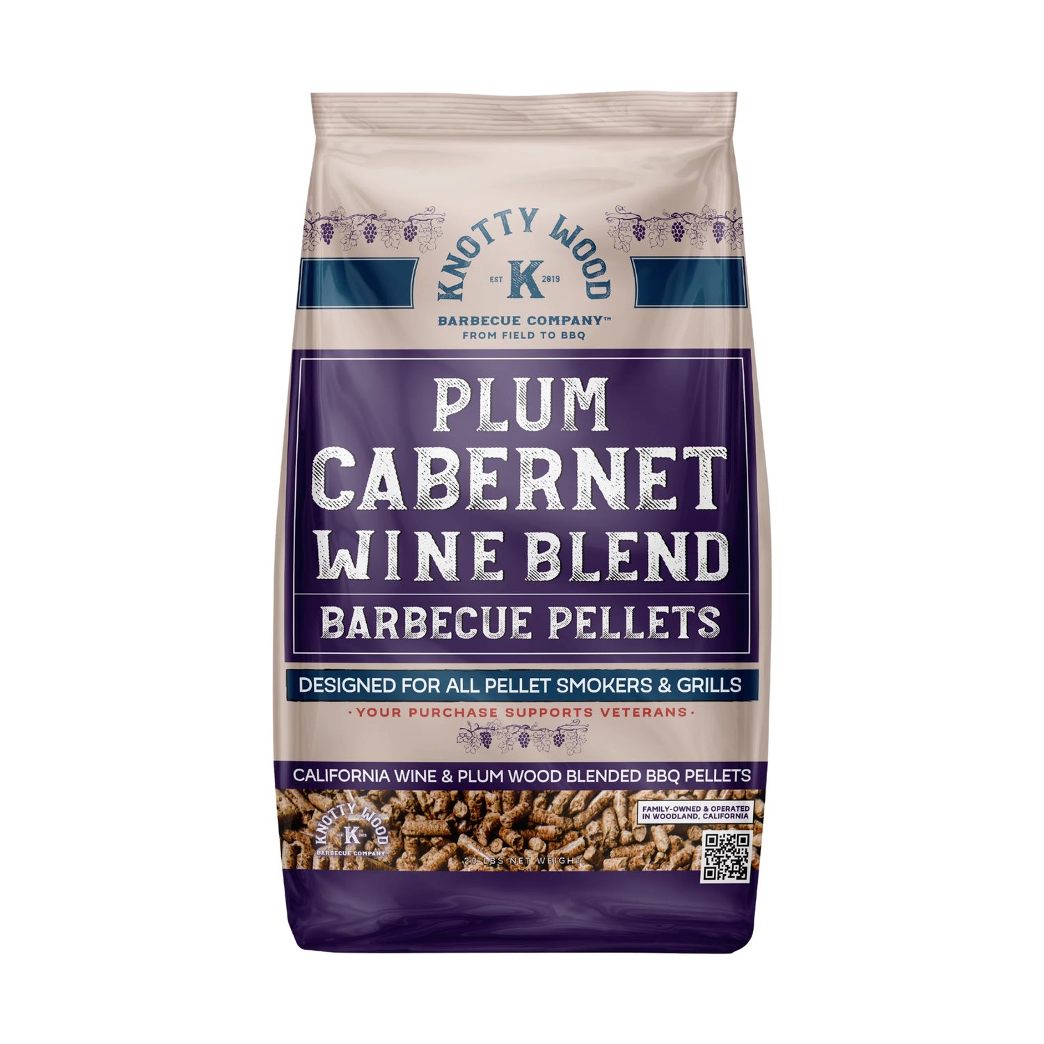 2 Pack: Plum Cabernet & Almond Cabernet Wood Barbecue Pellets by Knotty Wood (2 x 20lb)