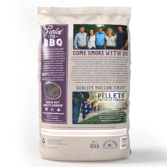 2-Pack: 100% Pure Plum Wood Barbecue Pellets by Knotty Wood (2 x 20lb)