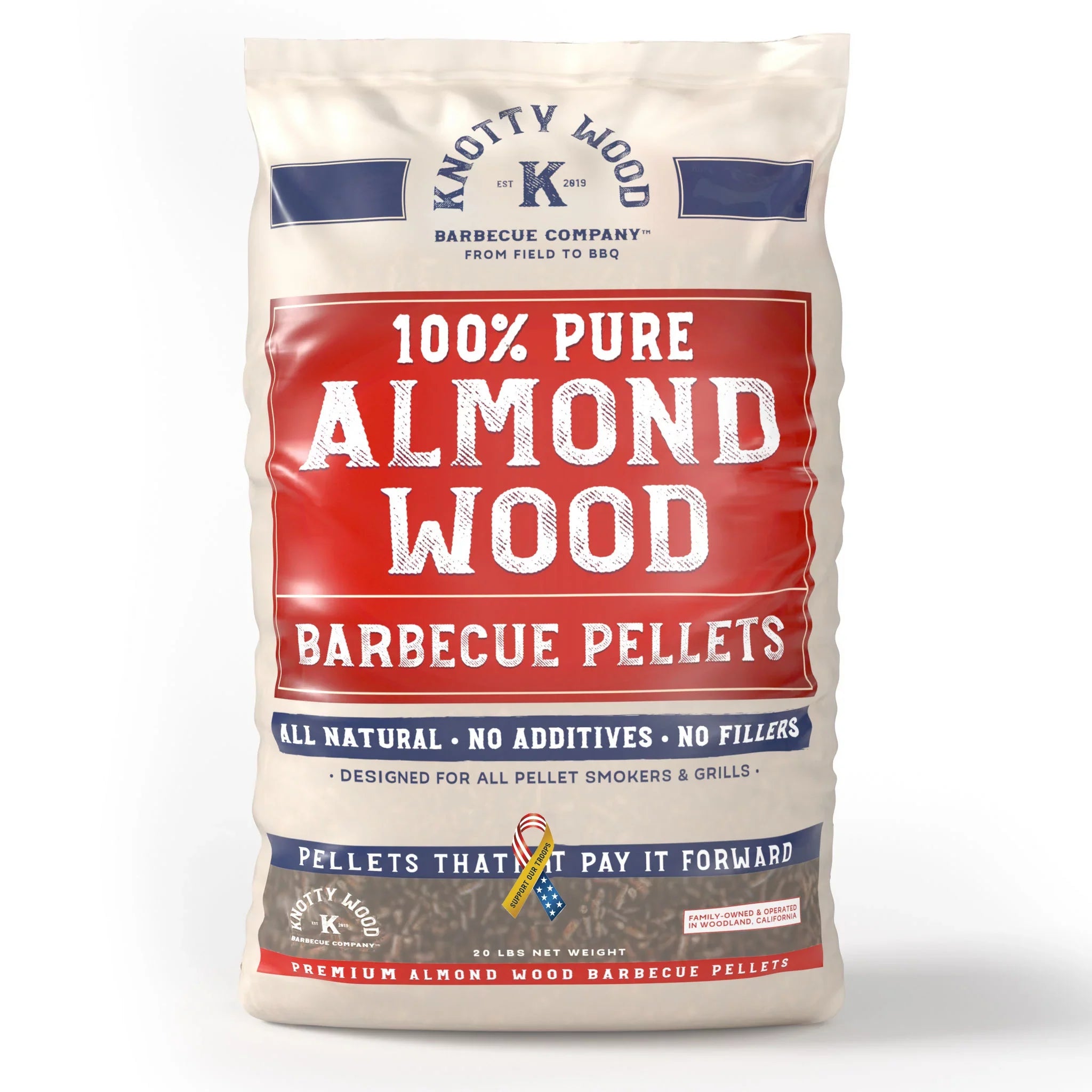 2 Pack: 100% Pure Almond Wood & Almond Cabernet Barbecue Pellets by Knotty Wood (2 x 20lb)