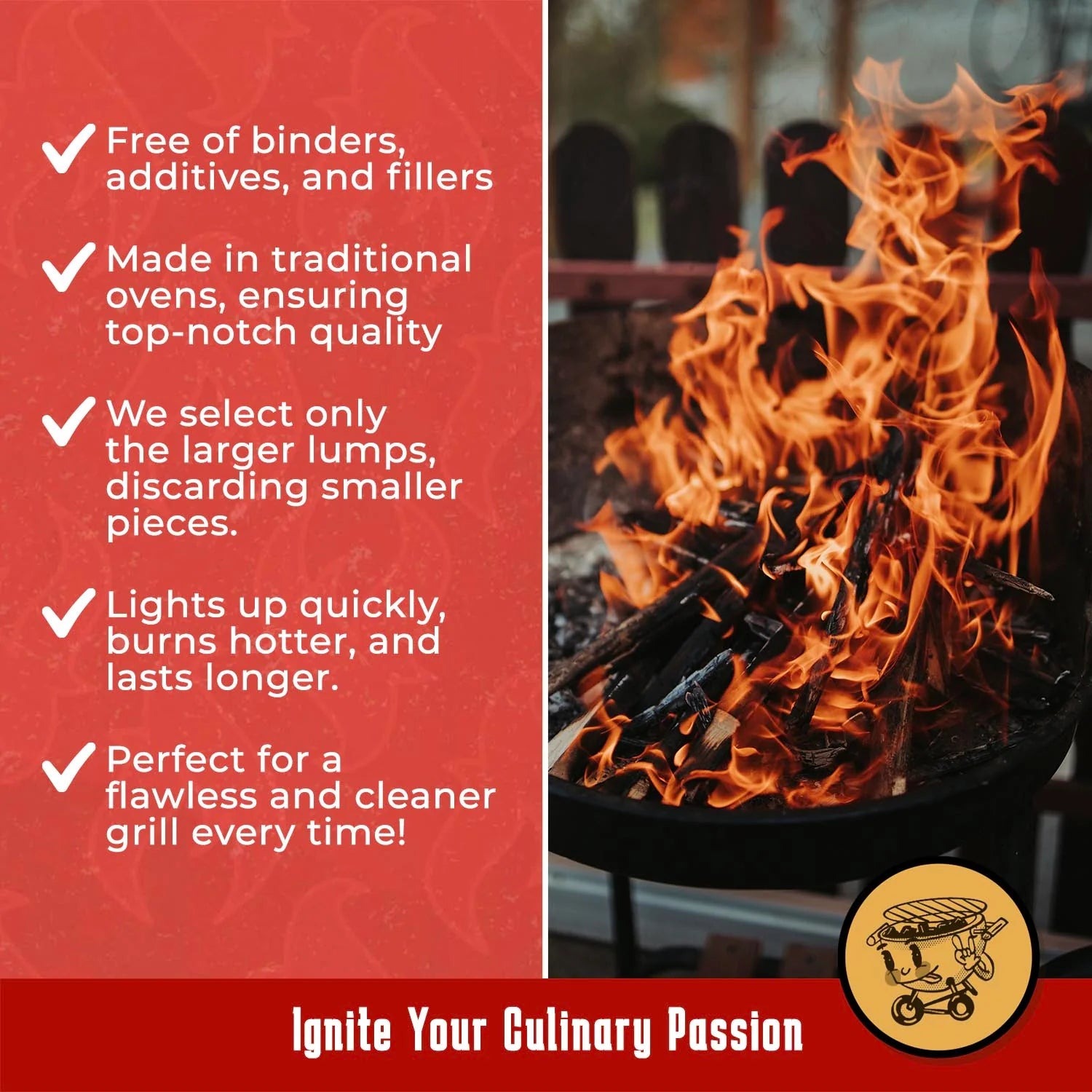 100% Natural Paraguayan Hardwood Lump Charcoal by FireForge Cooking (17.8 lb)