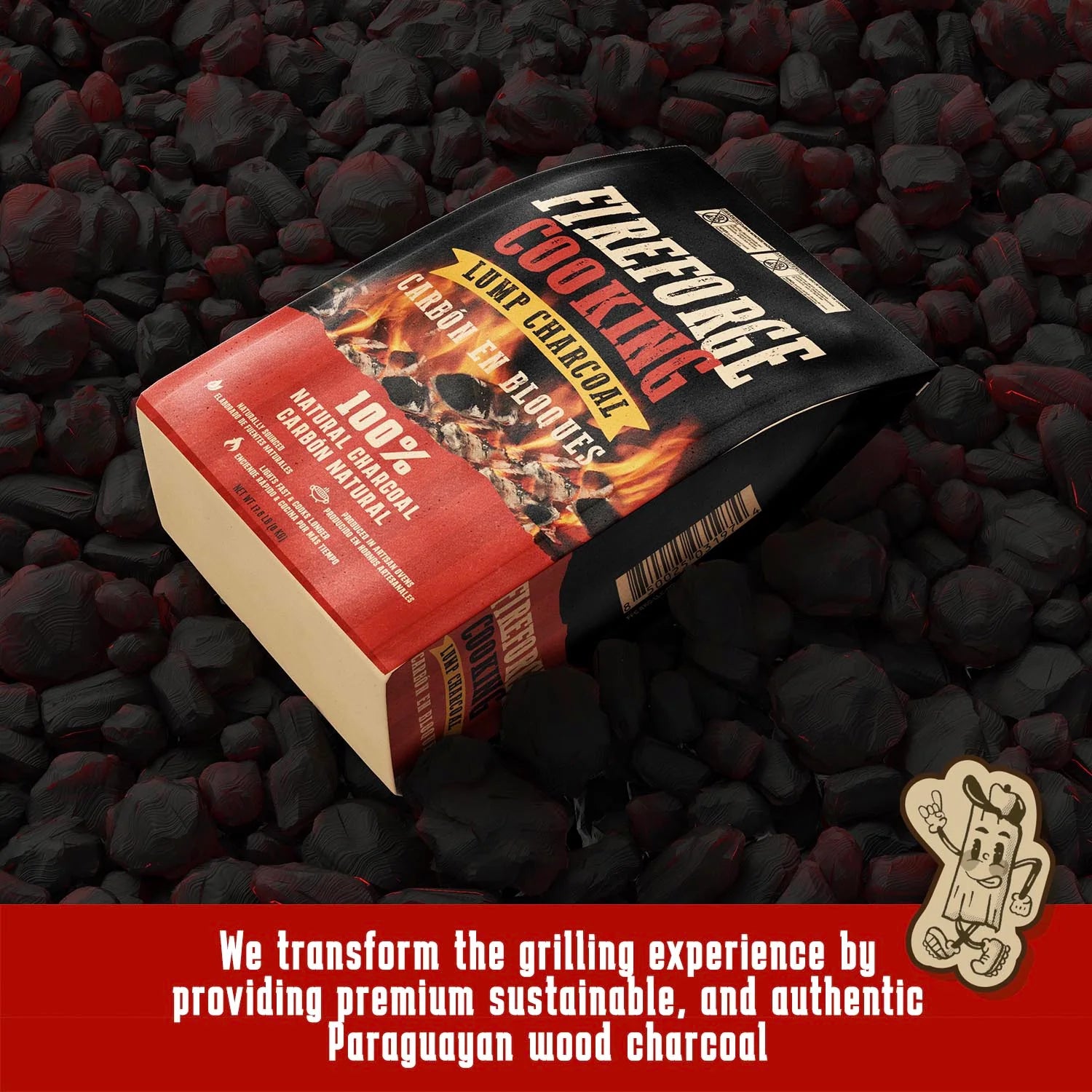 100% Natural Paraguayan Hardwood Lump Charcoal by FireForge Cooking (17.8 lb)