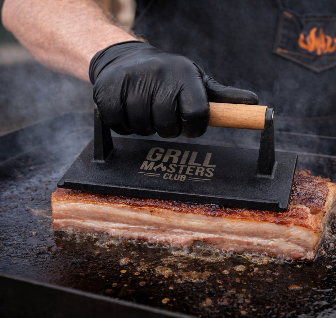 Heavy Cast Iron Bacon & Griddle Press by Grill Masters Club (2.2lb)