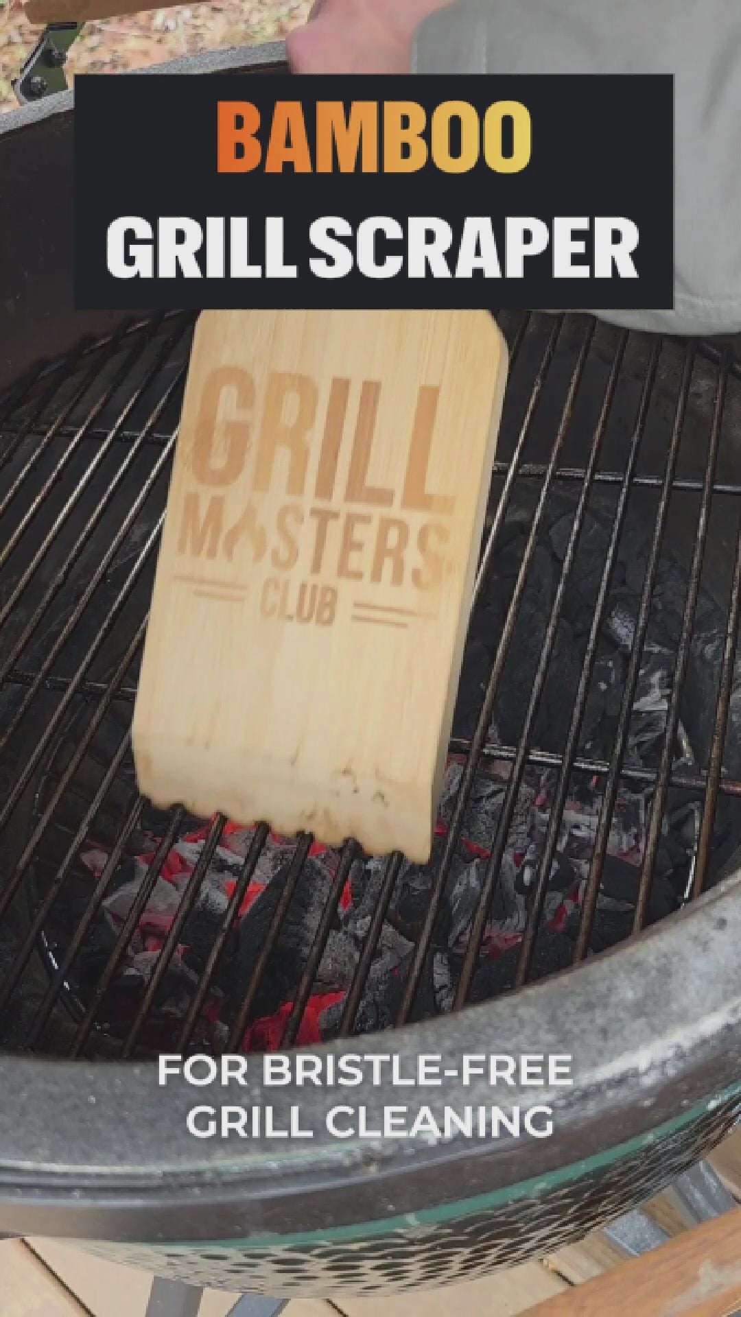 Grill Masters Club Bamboo Grill Scraper - Bristle-Free Wooden Grate Cleaner